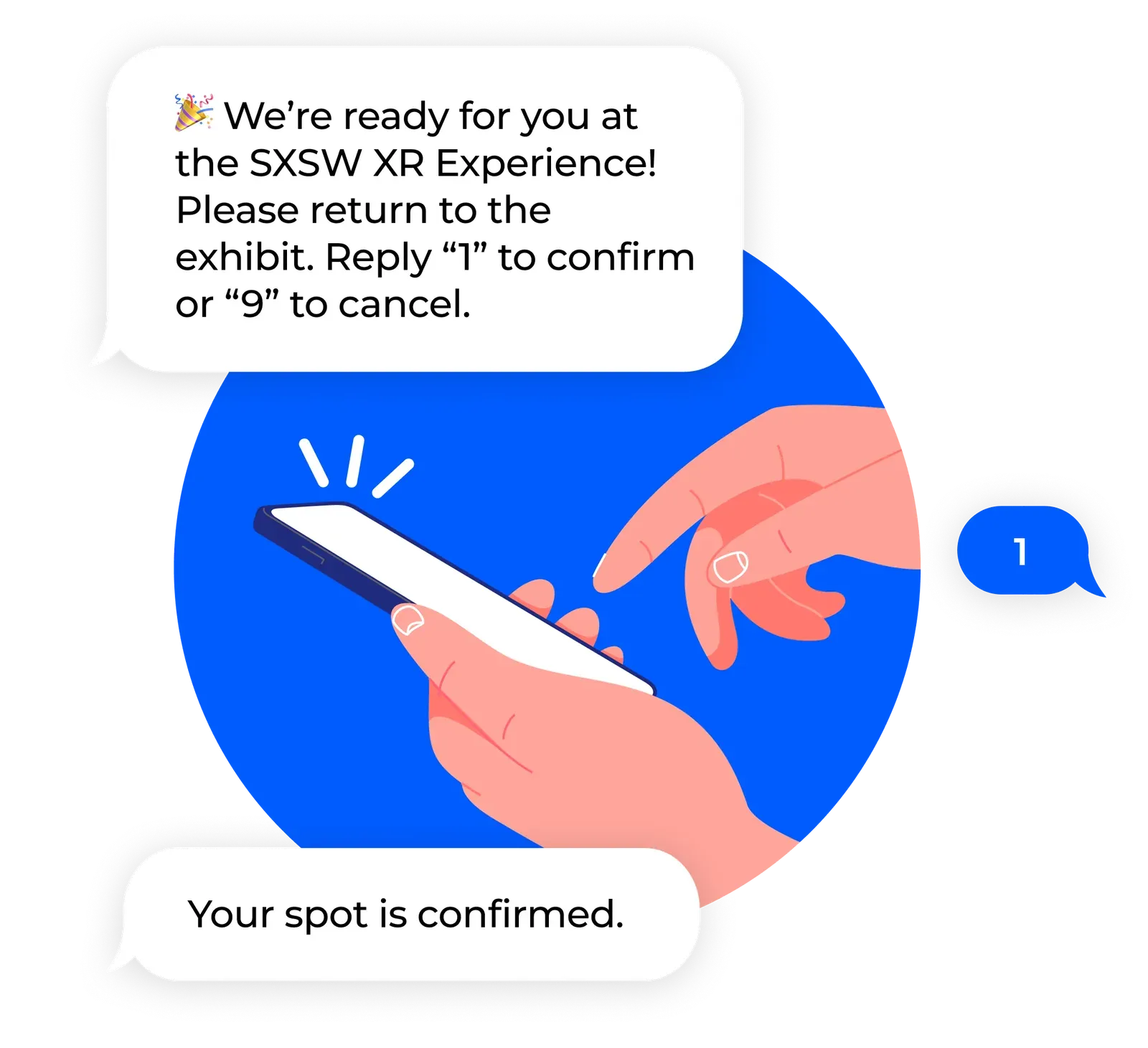 SMS confirmations, updates, and return notifications without app download. Event plans include high velocity SMS for simultaneous high-volume joins.