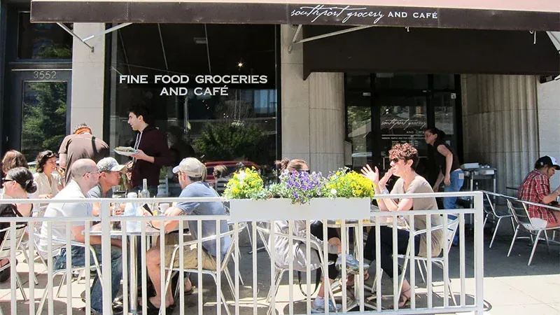 Diners on the patio outside Southport Grocery and Cafe in Chicago