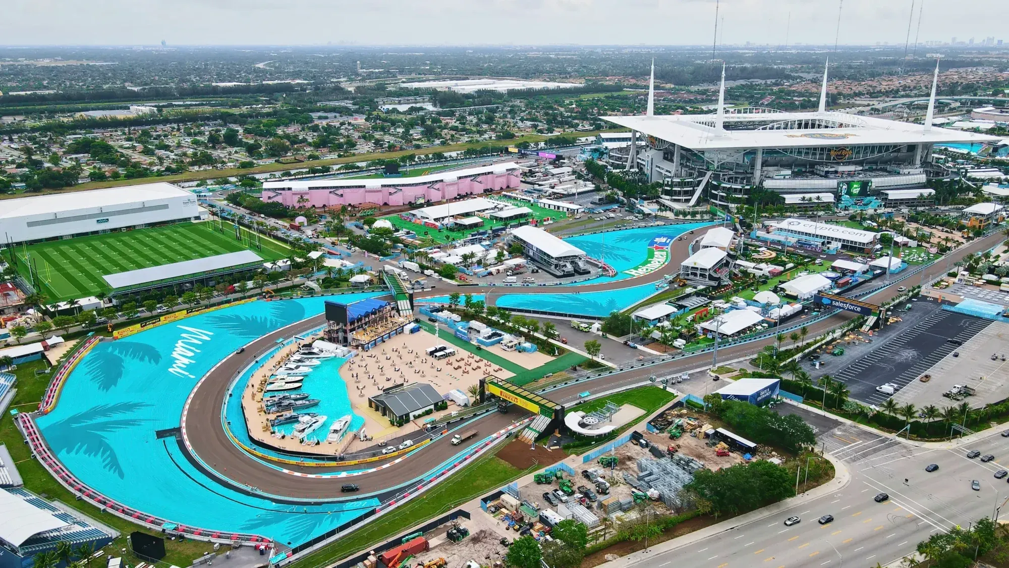 Aerial view of the Miami International Autodrome during the Formula 1 Miami Grand Prix