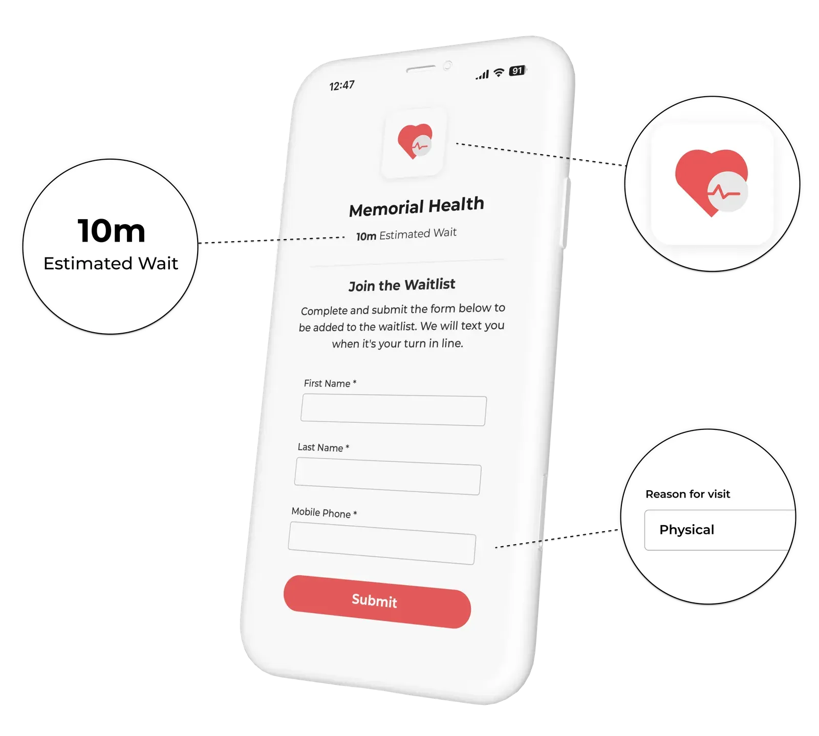 NextMe healthcare waitlist app virtual waiting room example
