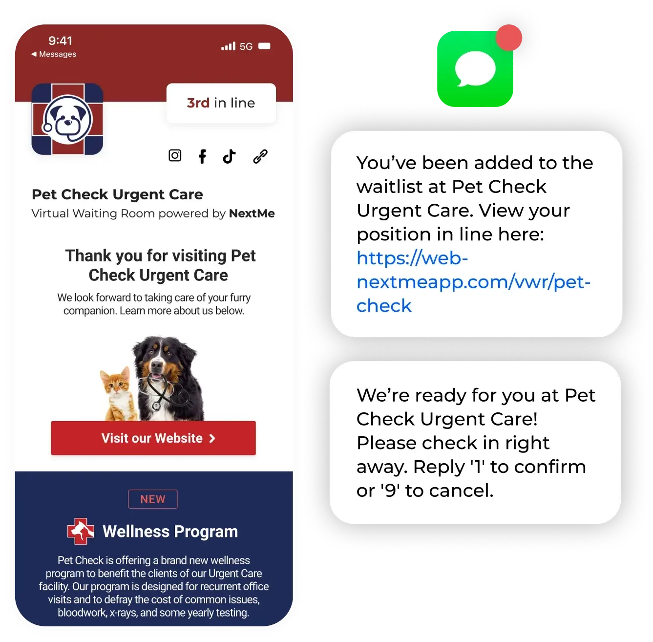 NextMe Veterinary Waitlist Virtual Waiting Room