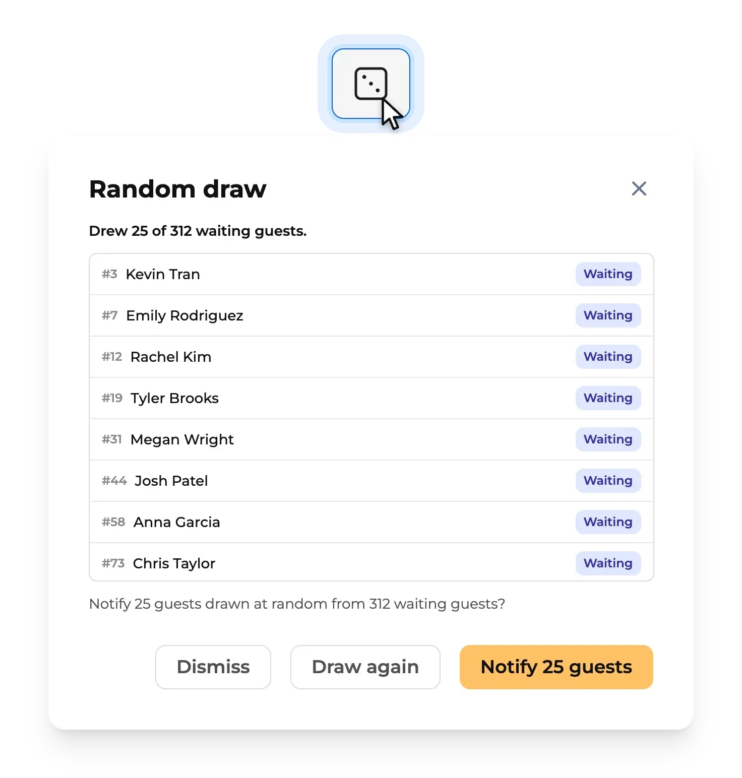 NextMe random draw feature