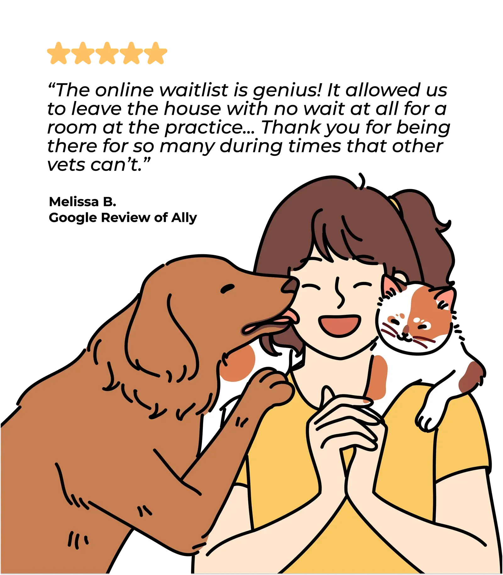 NextMe waitlist app veterinary patient review from Ally Urgent Care