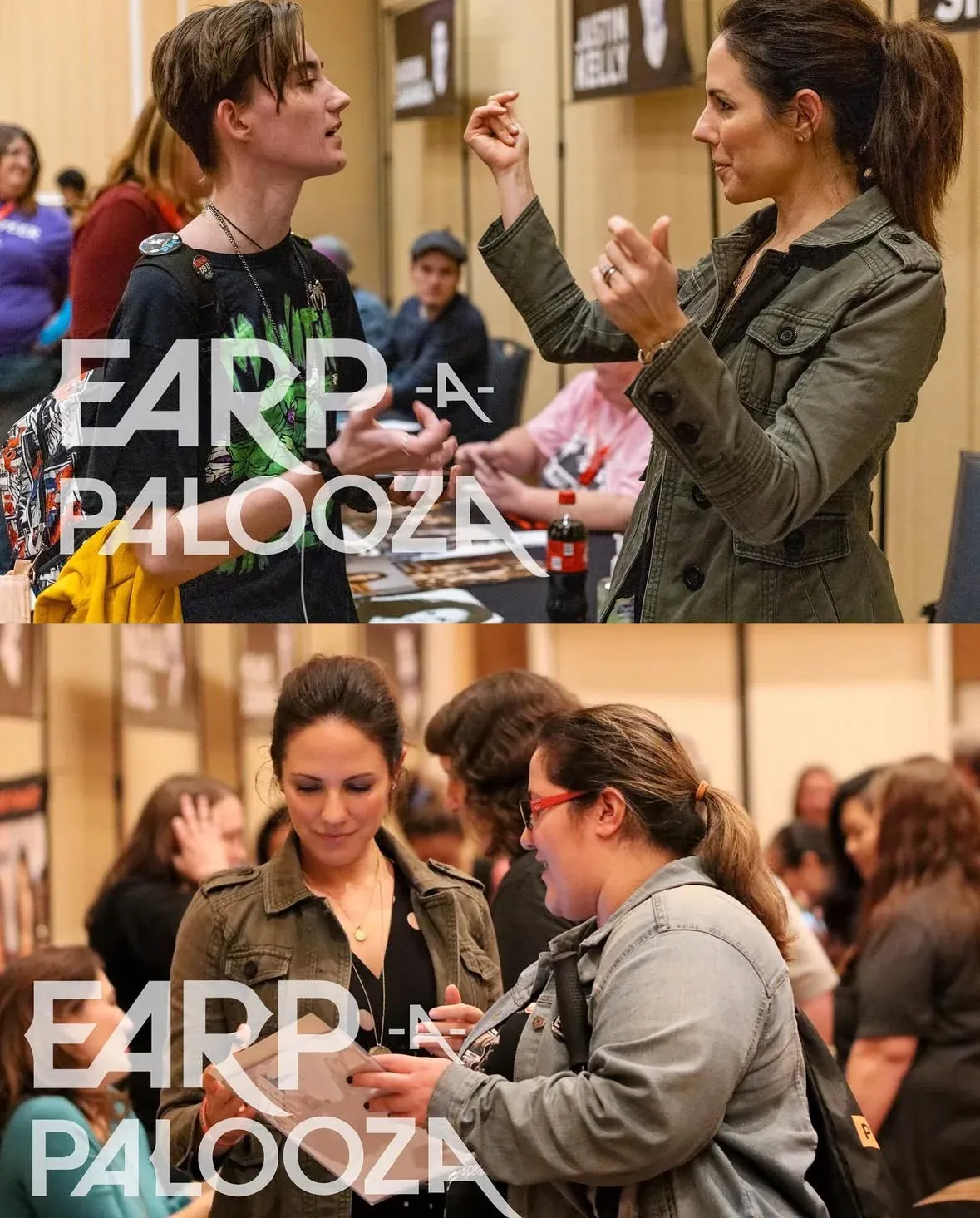 Fans talking with a cast member during a meet-and-greet at Earp-a-Palooza