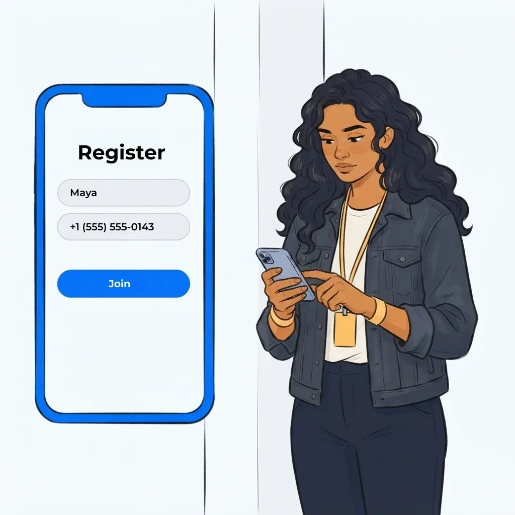 Guest entering their details on a phone to join an event virtual queue