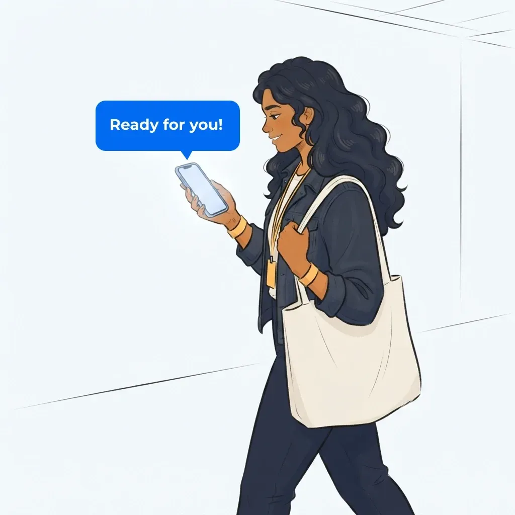 Guest receiving a text callback from an event virtual queue