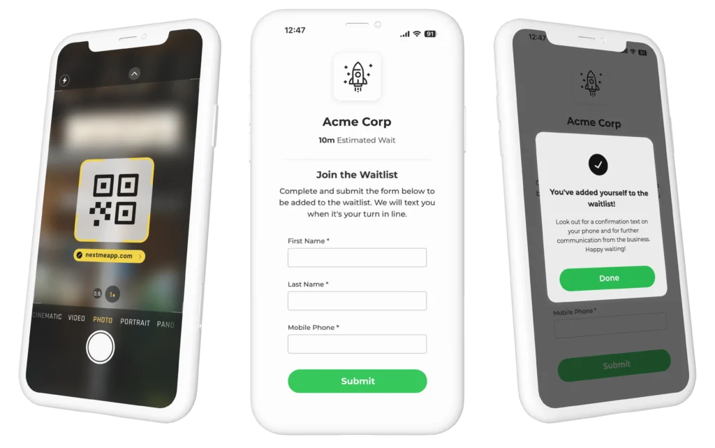 NextMe Waitlist Self Check-in Feature