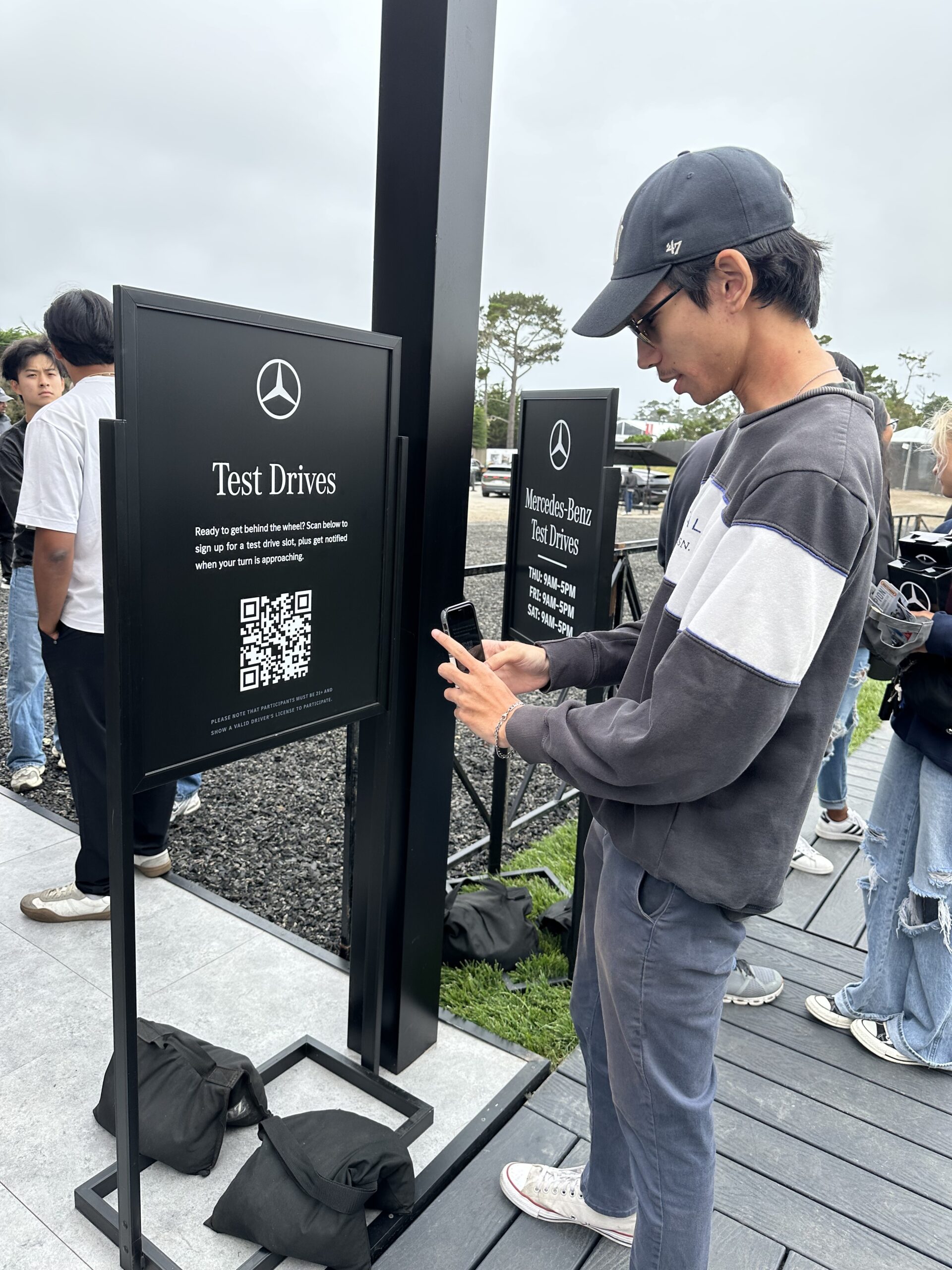 NextMe self check-in QR code scan example at a BMW test drive event