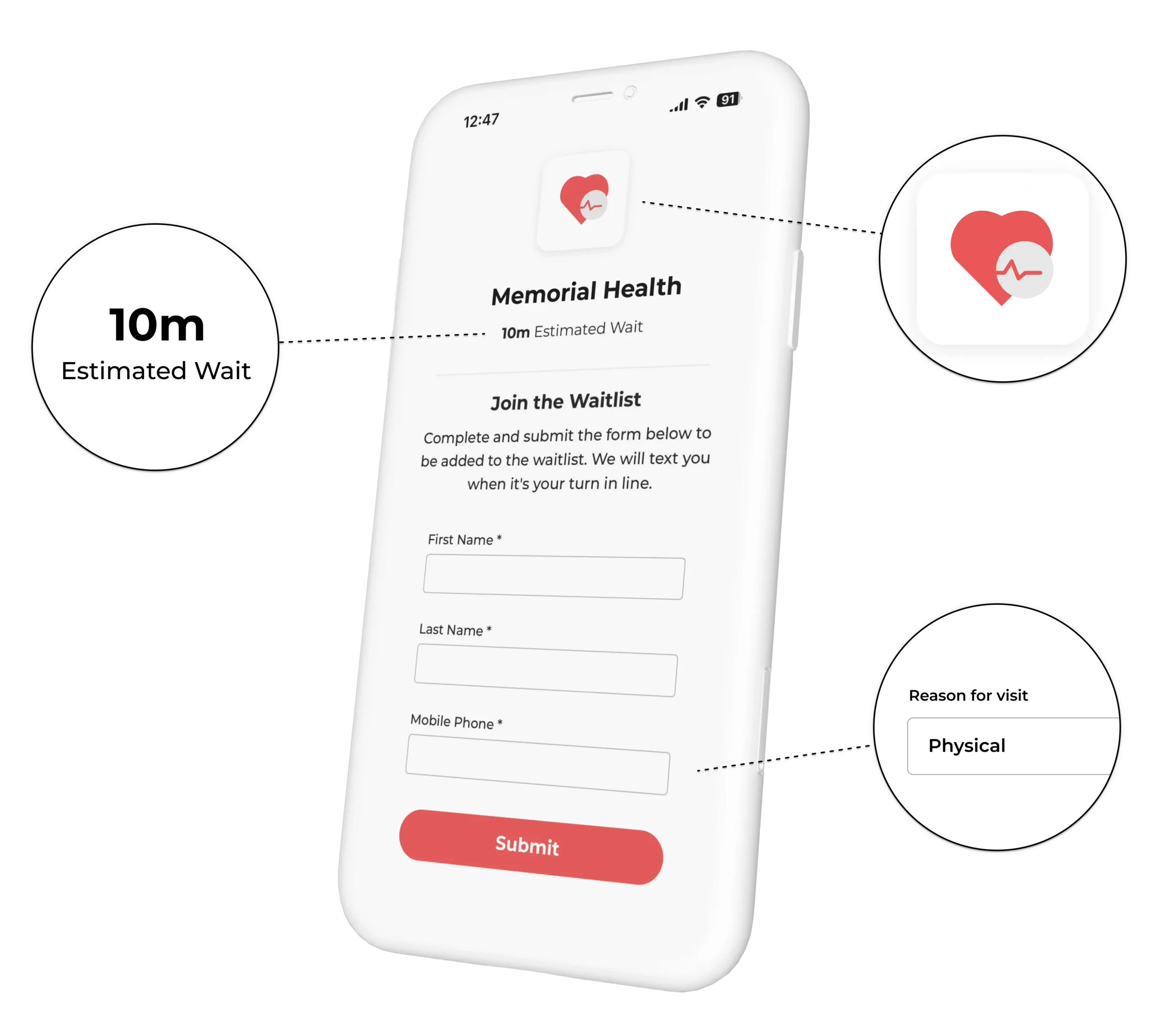 NextMe healthcare waitlist app virtual waiting room example