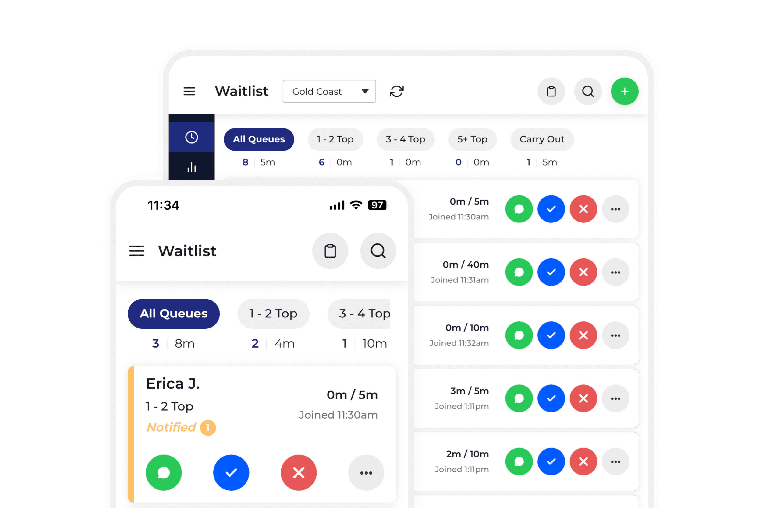 NextMe restaurant waitlist interface