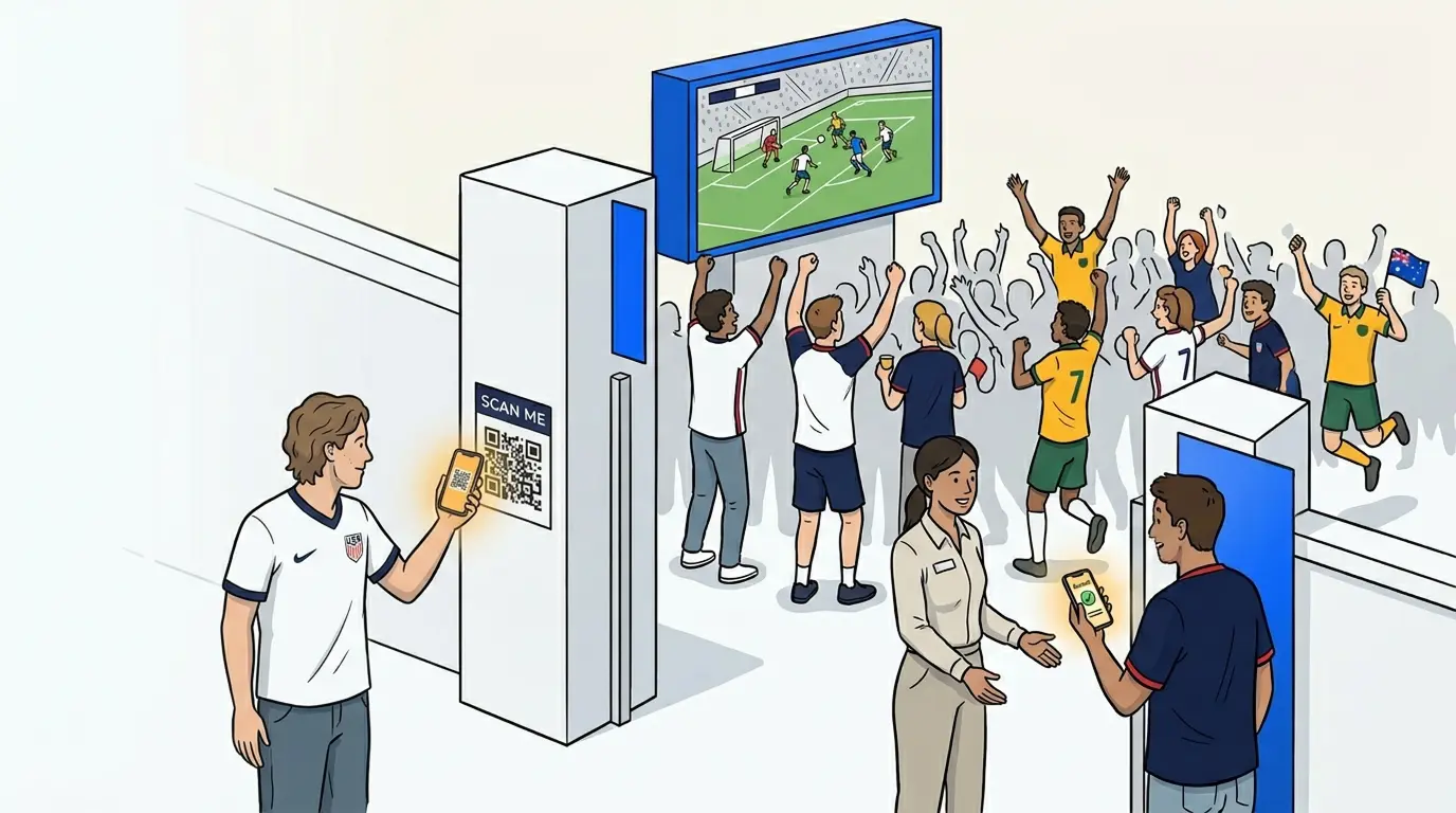 Pop-up event queue management at a World Cup watch party fan zone powered by NextMe
