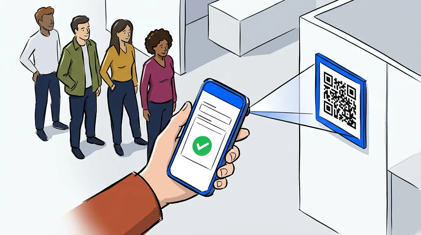 QR code check-in for events using NextMe virtual queue management