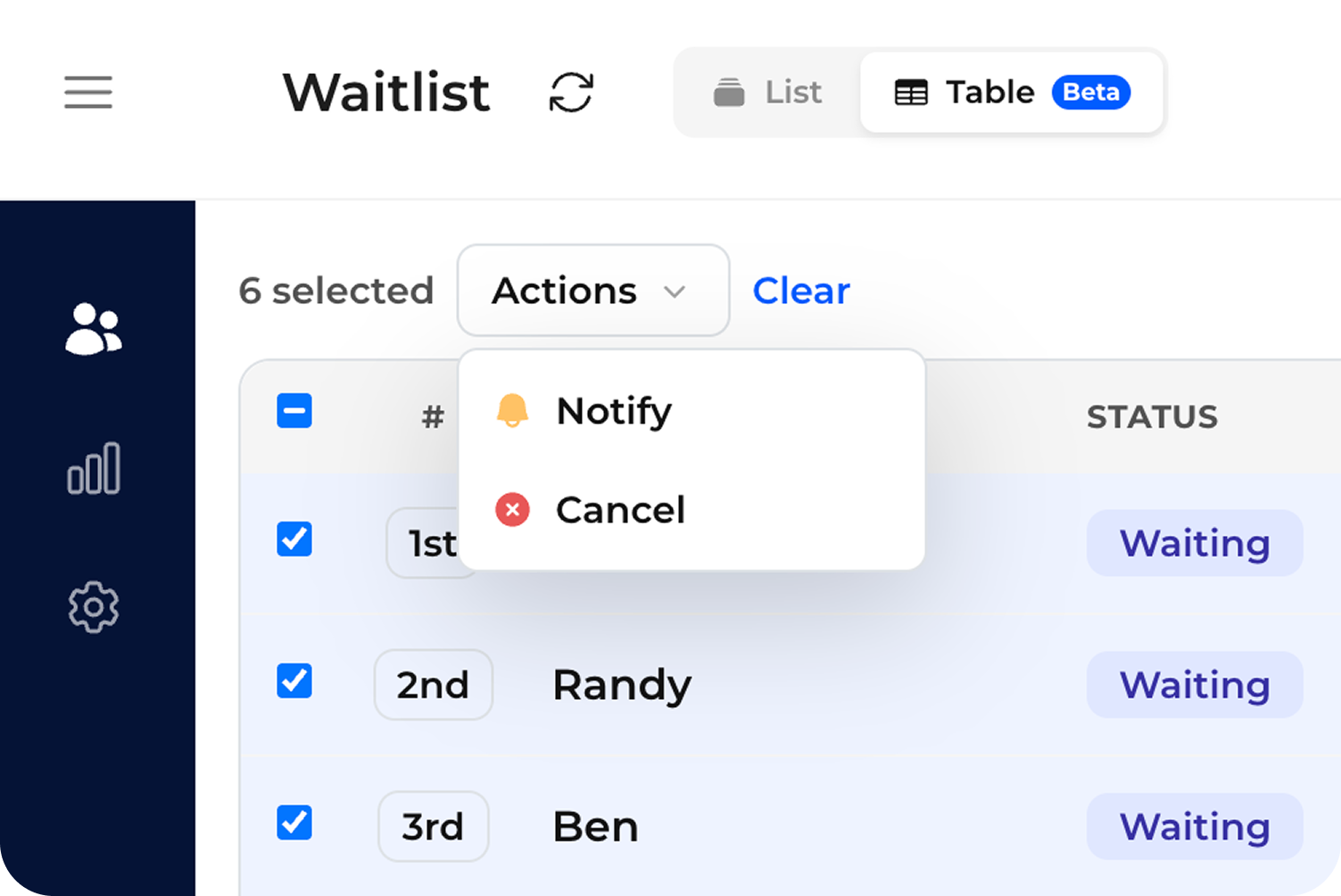 NextMe's bulk notify feature